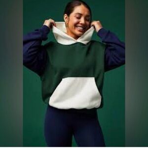 Fabletics Forest Green and Cream Hoodie